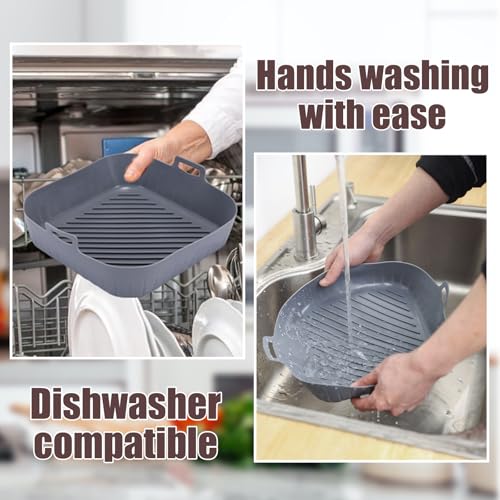 Square Silicone Air Fryer Liners, 8 to 8.5 Inch Reusable Non-Stick Pots