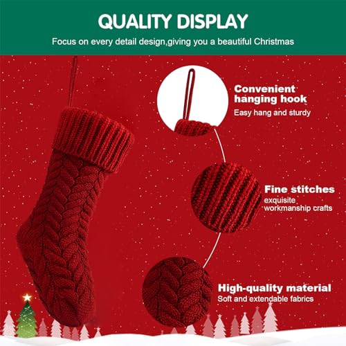 18-Inch Cable Knit Christmas Stockings, 6-Pack Large Holiday Decor