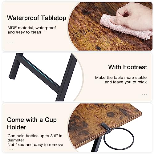 Folding TV Tray Table Set of 2 with Cup Holder, Portable Snack Desk
