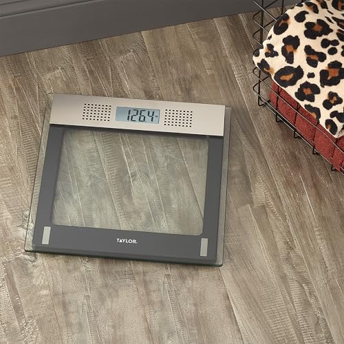 Taylor Talking Digital Glass Bathroom Scale 440 lb Capacity Gray - Precision & Voice Announcements