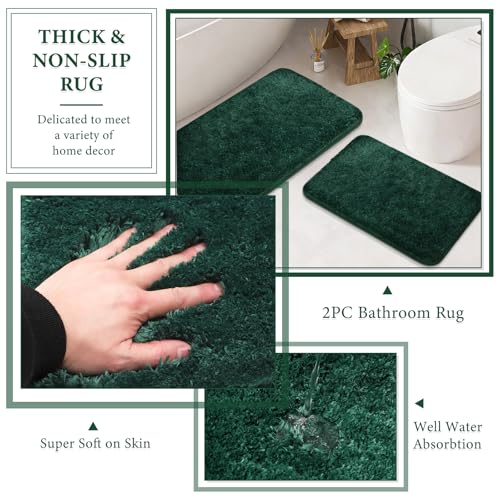 24-Piece Dark Green Bathroom Accessory Set with Shower Curtain and Bath Rugs