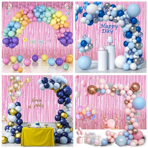 Pink Foil Fringe Curtain Backdrop (3-Pack) - 3.3 x 9.9 ft Tinsel Streamers