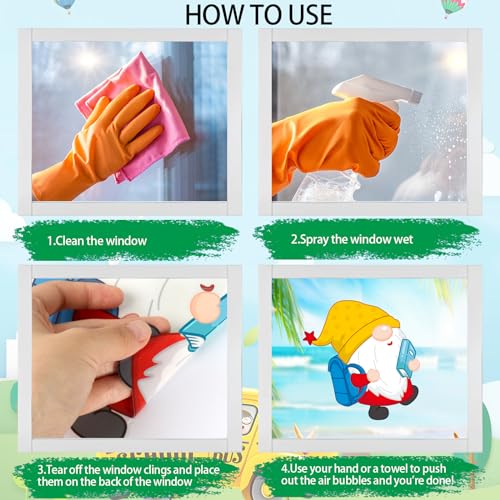 Back to School Gnome Theme Window Clings - 100 Reusable Stickers