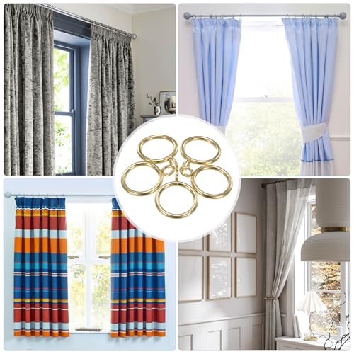 30-Pack Gold Curtain Rings with Eyelet, 1-Inch Rustproof Metal Drapery Rings