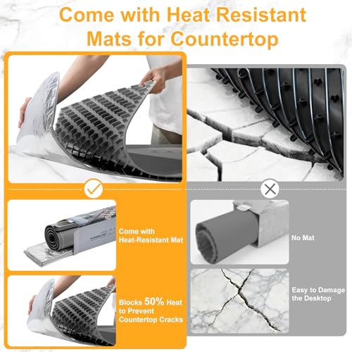 Ntoaujao Large Gray Food Warming Mat 42x15 Inches with Heat-Resistant Pad & 6 Temp Settings