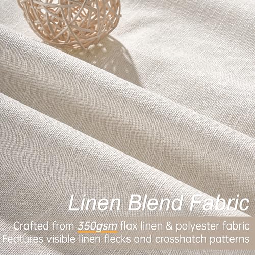 Linen Blackout Curtains 96 Inch Long - Thermal Drapes, 2 Panels (52" x 96")