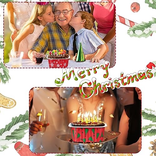 100 Pcs Christmas Foil Cups with Lids Snowflake & Christmas Tree - 5oz