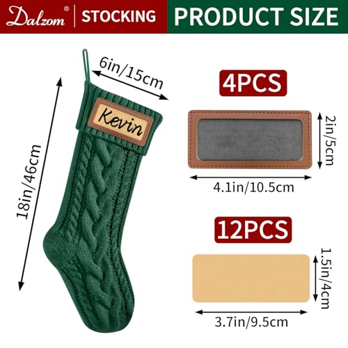 Personalized Christmas Stockings with Leather Patches (Set of 4) - 18" Knitted