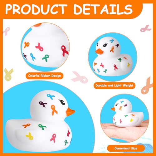 24-Piece Cancer Awareness Rubber Ducks - Colorful Ribbon Charity Gifts