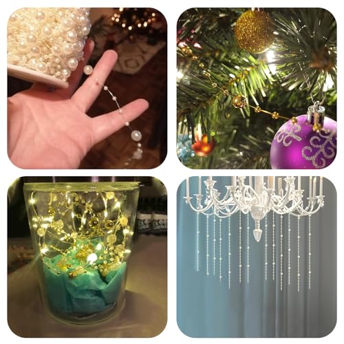 100ft Silver Faux Pearl Bead Garland String for Wedding Crafts & Decor
