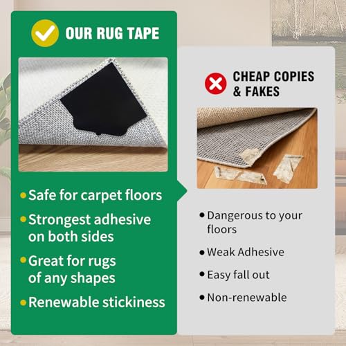 Non-Slip Rug Pads for Hardwood & Tile Floors - 8 Pack, Residue-Free