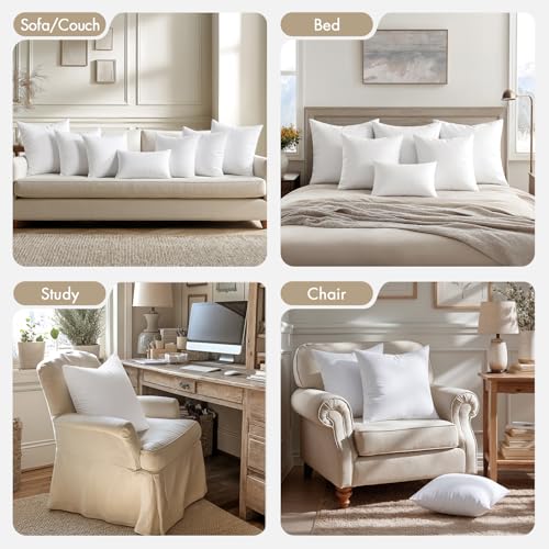 MIULEE 18x18 Throw Pillow Inserts 4 Pack - Firm & Full Sofa Pillows