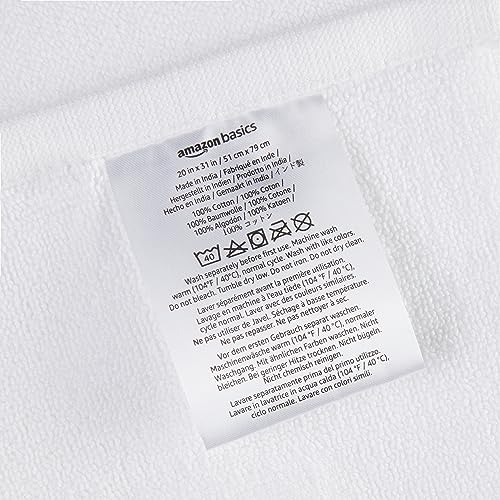 Amazon Basics 100% Cotton Non-Slip Bath Mat, Bright White, 31x20 Inch