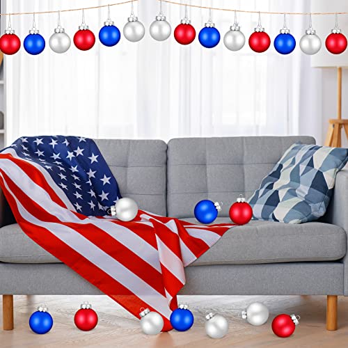 Christmas Hanging Ball Ornaments Set - Red, Royal Blue, White, 24 Pcs