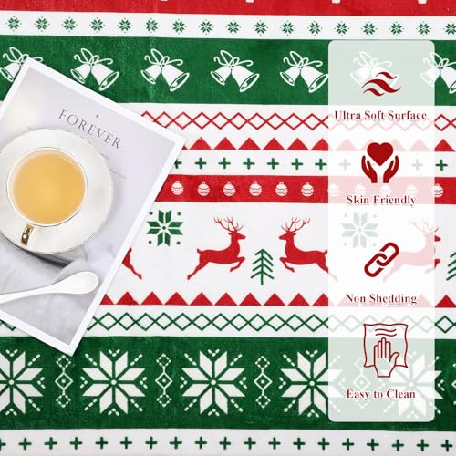U'Artlines 6 x 9 ft Colorful Christmas Area Rug - Tree Deer Bell, washable