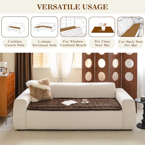 Washable Non-Slip Sofa Cover for 3 Cushion Sofa - Chocolate