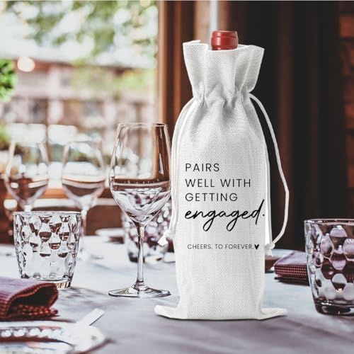 FBCCZEY Engaged Wine Bag White – Engaged Gifts, Party Decor for Couples