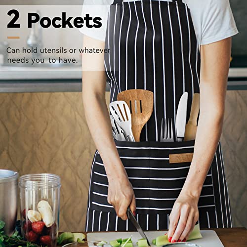 2 Pack Adjustable Bib Cooking Aprons with Pockets for Men and Women