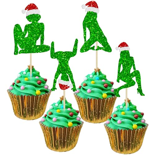 Christmas Cupcake Toppers Glitter Ho Ho Ho - Multi 4
