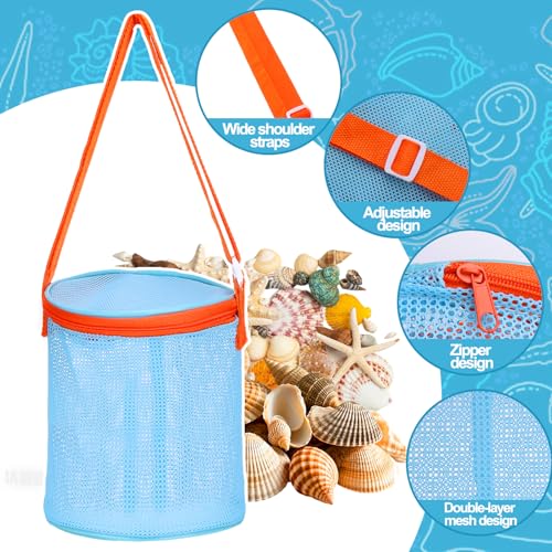 Mesh Beach Shell Collecting Bag & Sand Toy Storage Bucket - 2 Pack