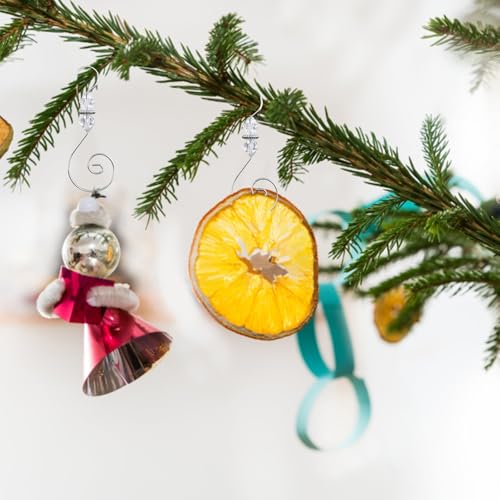 Silver S-Shaped Christmas Ornament Hooks with Crystal Beads - 30 Pack