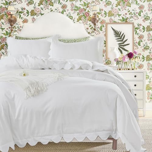 Organic Cotton Scalloped Edge Duvet Cover Set - Full/Queen Bedding