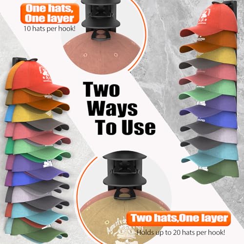 Hat Organizer for Baseball Caps - 2 Pack Adhesive Wall Hat Rack