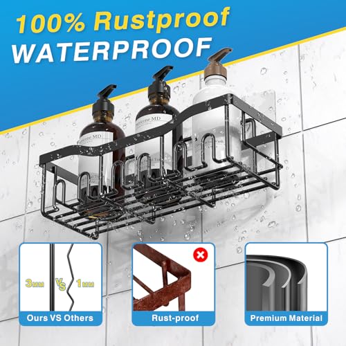 Eudele Adhesive Shower Caddy 5 Pack Rustproof Stainless Steel Bath Organizers