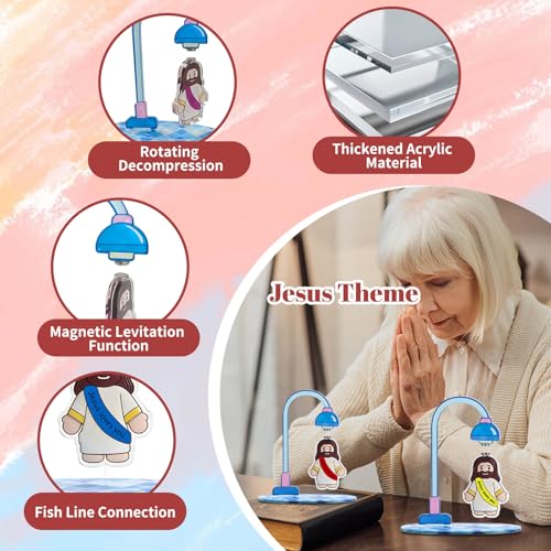 360° Rotating Magnetic Jesus Figures - Acrylic Stress Relief Desk Decor (2-Pack)