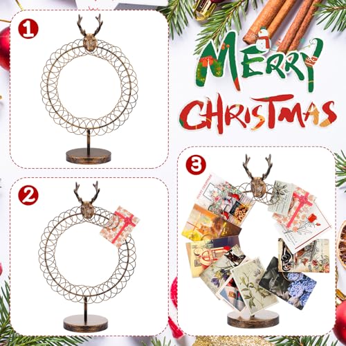 Reindeer Christmas Card Holder Display 18-inch Metal Spiral Decor