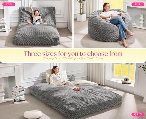 3-in-1 Convertible Bean Bag Chair and Lounger with Memory Foam Filling