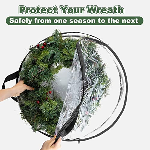 Clear Wreath Storage Bags 4-Pack 24-Inch Waterproof PVC
