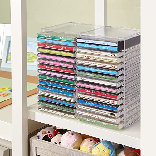 Stackable Clear Plastic CD Organizer Tray - Holds Up to 30 Jewel Cases