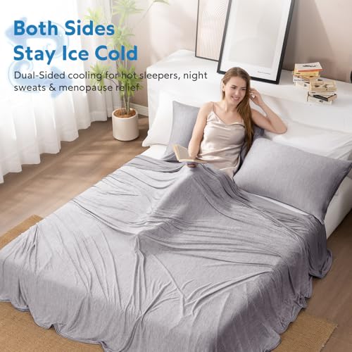 HOMFINE Dual-Sided Cooling Blanket for Hot Sleepers - Twin 60"x80", Grey