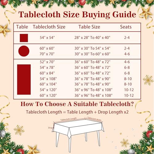 Hexagram Red 60x120 Inch Christmas Tablecloth - Snowman & Santa Rectangle