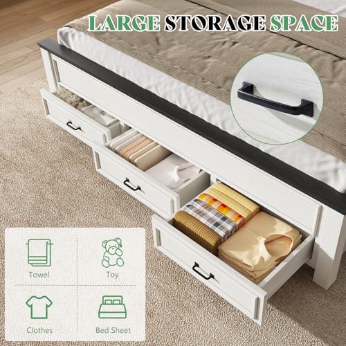 5-Piece Farmhouse King Bedroom Furniture Set with Storage Bed and Charging