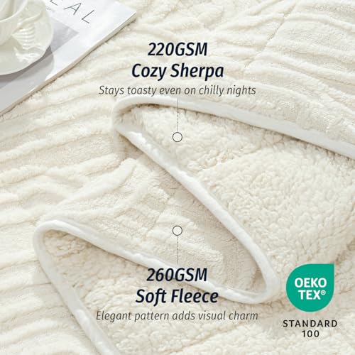 15lbs Fleece Weighted Blanket Queen Size - Soft Sherpa Throw