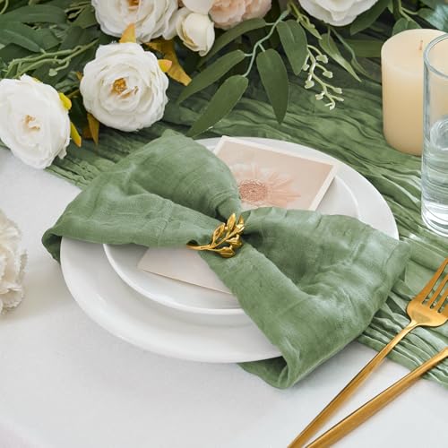 12-Pack Sage Green Cheesecloth Napkins, 20" x 20" Rustic Gauze Table Decor