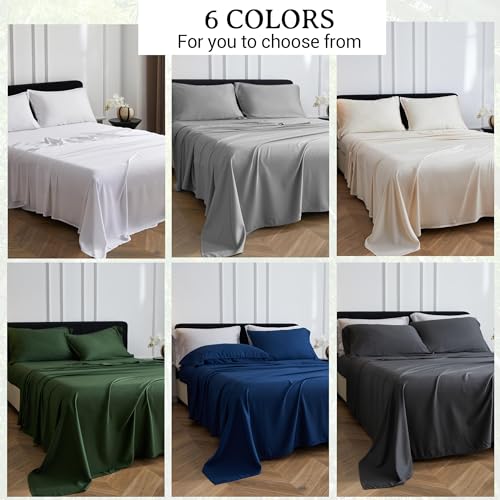 100% Viscose Bamboo Bed Sheet Set - 4 Piece Cooling Bedding, Full