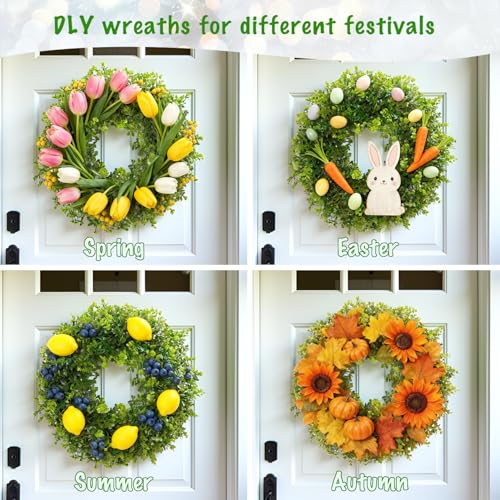Hiptree 22 Inch Boxwood Wreath for Front Door - Green, Model 03-22 Inch