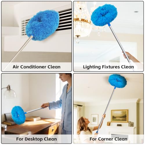 Microfiber Ceiling Fan Duster with 13-48 Inch Extension Pole | Washable