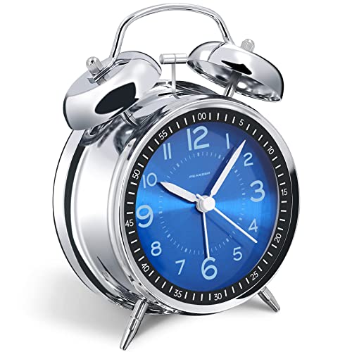 Loud Twin Bell Metal Alarm Clock for Heavy Sleepers, Non-Ticking 4.5 Inch