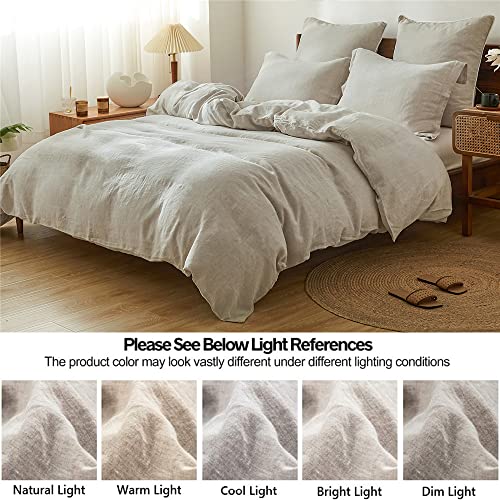 100% French Washed Linen Duvet Cover Set - 3 Piece King Farmhouse Bedding