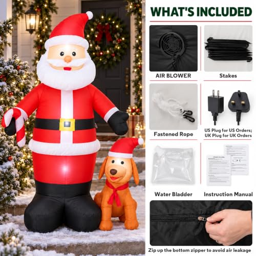 7ft Santa Claus Inflatable with Reindeer Christmas Yard Decor Outdoor