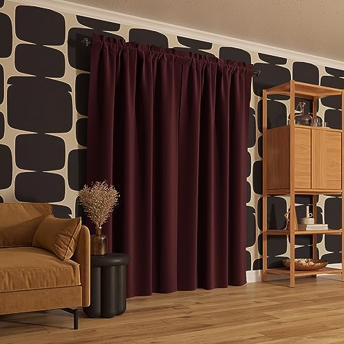 Sun Zero Oslo Theater Grade Extreme Total Blackout Rod Pocket Curtain Panel, 52" x 63", Wine Red