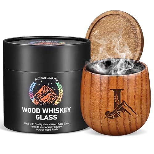Hand-Carved Wooden Whiskey Tumbler - 10oz Bourbon & Scotch Drinking Cup