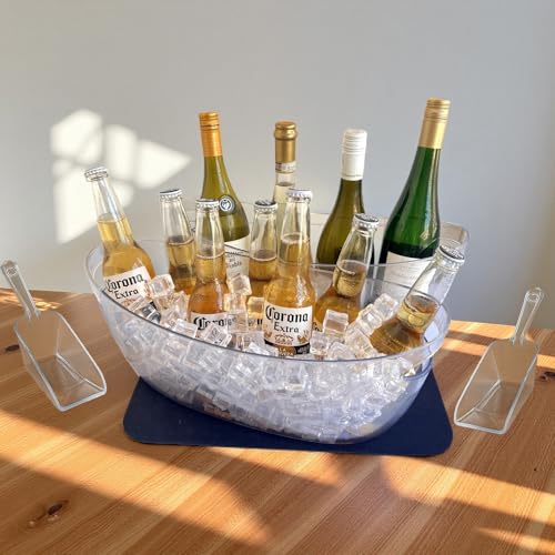 Boat Shape 2-Pack Small Ice Buckets 5.5L with Drying Mat & Scoops for Parties