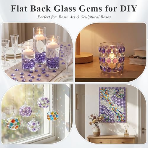 Purple Flat Glass Marbles 1 lb - Translucent Vase Fillers & Aquarium Gems