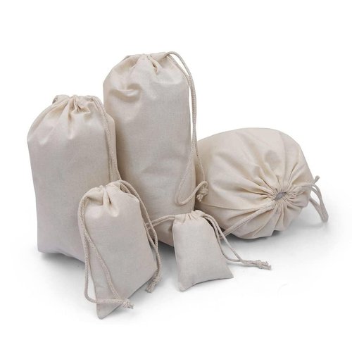BigLotBags 100Pcs 5 x 8 Inches Premium Cotton Muslin Double Drawstring Bags, Reusable Bag Natural Cotton Bags with Drawstring Produce Bags Bulk Gift Bag Jewelry Pouch for Party Wedding Home Storage