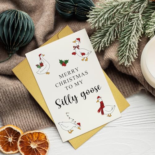 Silly Goose Christmas Card Gift for Him Her - Funny Holiday Greeting Card